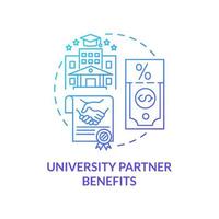 Icono de concepto de beneficios de socio universitario vector