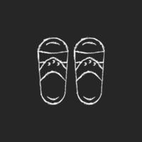 Taiwanese slippers chalk white icon on dark background. vector