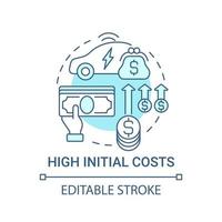 EV high initial costs concept icon. vector