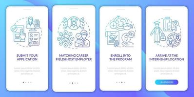 Internship overseas procedure onboarding mobile app page screen vector