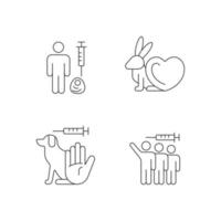 No animal experiments linear icons set vector