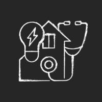 Energy audit chalk white icon on dark background vector