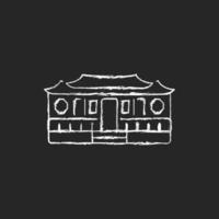 Longshan temple icono de tiza blanca sobre fondo oscuro. vector