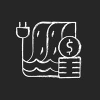 Hydropower pricing chalk white icon on dark background vector