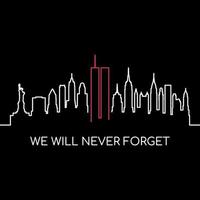 We will never forget memorial banner. vector