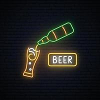 Neon Beer sign. vector