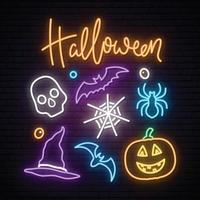 Happy Halloween neon sign board. vector