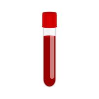 Glass test tube with blood sample. Blood medical analysis vector