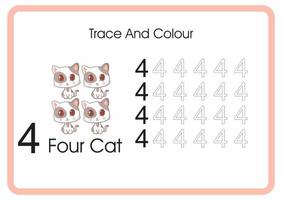 count trace and colour cat number 4 vector