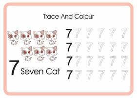 count trace and colour cat number 7 vector