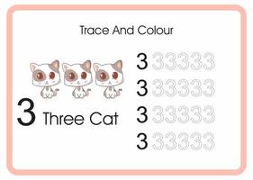 count trace and colour cat number 3 vector