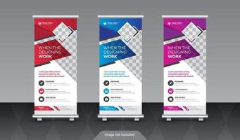 Business roll up banner, standee business banner template vector