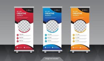 creative corporate round ellipse shape roll up standee banner template vector