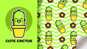 Cute cactus seamless pattern vector