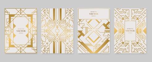 Luxury Invitation card design with art deco pattern background Vector