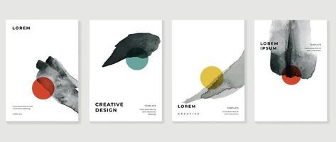 Modern cover vector template with watercolor and Geometric shape.