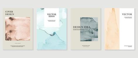 Modern cover vector template with watercolor and Geometric shape.