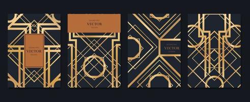 Luxury Invitation card design with art deco pattern background Vector