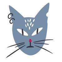 Cat muzzle. Funny cat with a piercing and a gnawed ear. vector