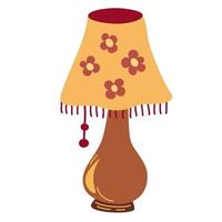 Vintage table lamp with lampshade. vector