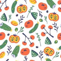 Seamless pattern with vegetables. Vegetarian healthy food background. vector