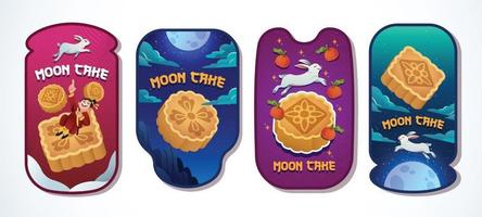 Moon cake card set vector design