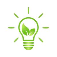 Eco green leaf icon in light bulb