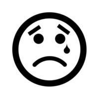 Cartoon sad smile face emoticon icon in flat style vector