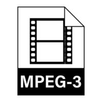 diseño plano moderno del icono de archivo de ilustración mpeg-3 para web vector