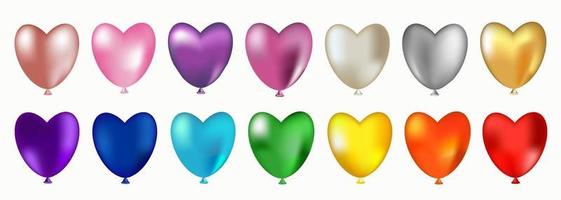 Set of colorful heart shaped balloons. vector