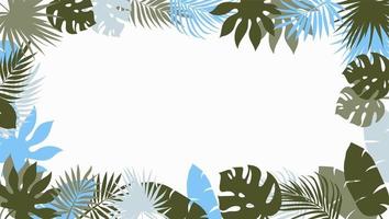 Frame with tropical leaves in green and blue. vector