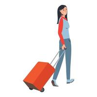 A woman with suitcase vector