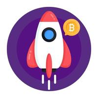 Bitcoin Launch and Rocket vector