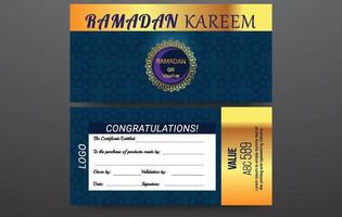 Colección de cupones de regalo de Ramadán con diferentes ofertas de descuento. vector