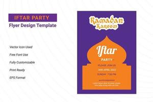 Diseño de flyer de invitación a fiesta ifter. Folleto de Ramadán para la fiesta de ifter. vector