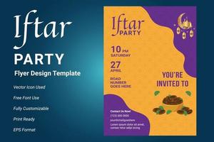 Diseño de flyer de invitación a fiesta ifter. Folleto de Ramadán para la fiesta de ifter. vector