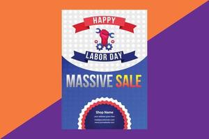 Labor day sale promotion advertising flyer, banner template vector