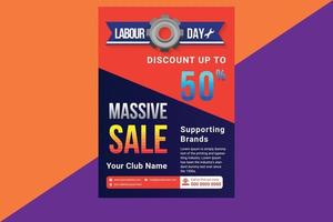 Labor day sale promotion advertising flyer, banner template vector