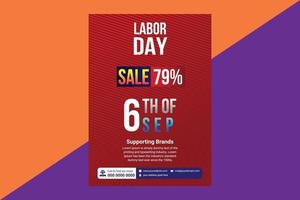 Labor day sale promotion advertising flyer, banner template vector