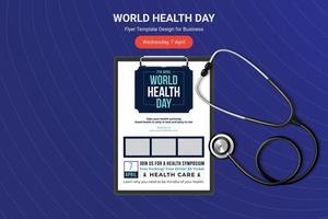 World Health Day flyer, Poster design with vector stethoscope.