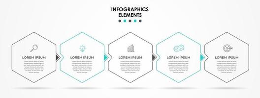 Infographic design template with icons and 5 options or steps vector