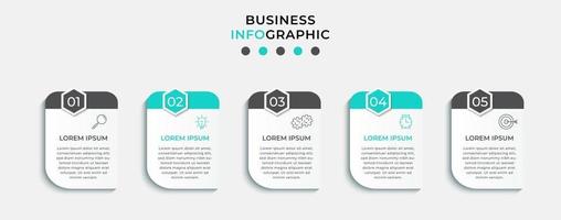 Plantilla de diseño infográfico con iconos y 5 opciones o pasos. vector