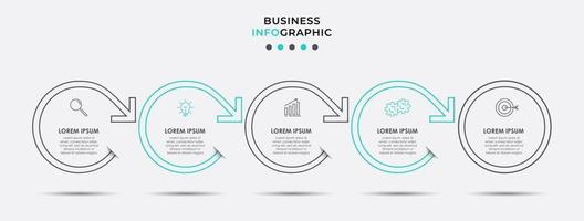 Plantilla de diseño infográfico con iconos y 5 opciones o pasos. vector