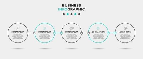 Plantilla de diseño infográfico con iconos y 5 opciones o pasos. vector