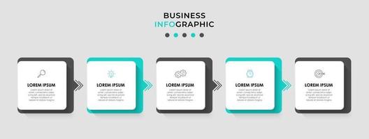 Plantilla de diseño infográfico con iconos y 5 opciones o pasos. vector