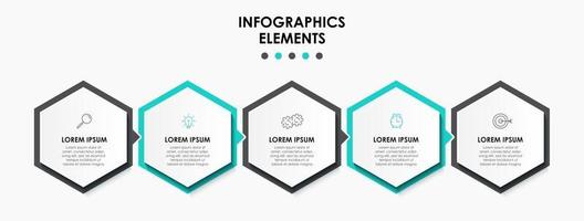 Infographic design template with icons and 5 options or steps vector