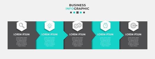 Plantilla de diseño infográfico con iconos y 5 opciones o pasos. vector