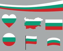 Bulgaria Flag Map Ribbon And Heart Icons Vector Illustration Abstract