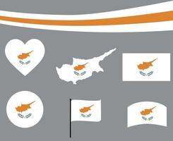 Chipre bandera mapa cinta y corazón iconos ilustración vectorial abstracto vector