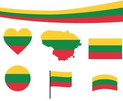 Lithuania Flag Map Ribbon And Heart Icon Vector Illustration Abstract